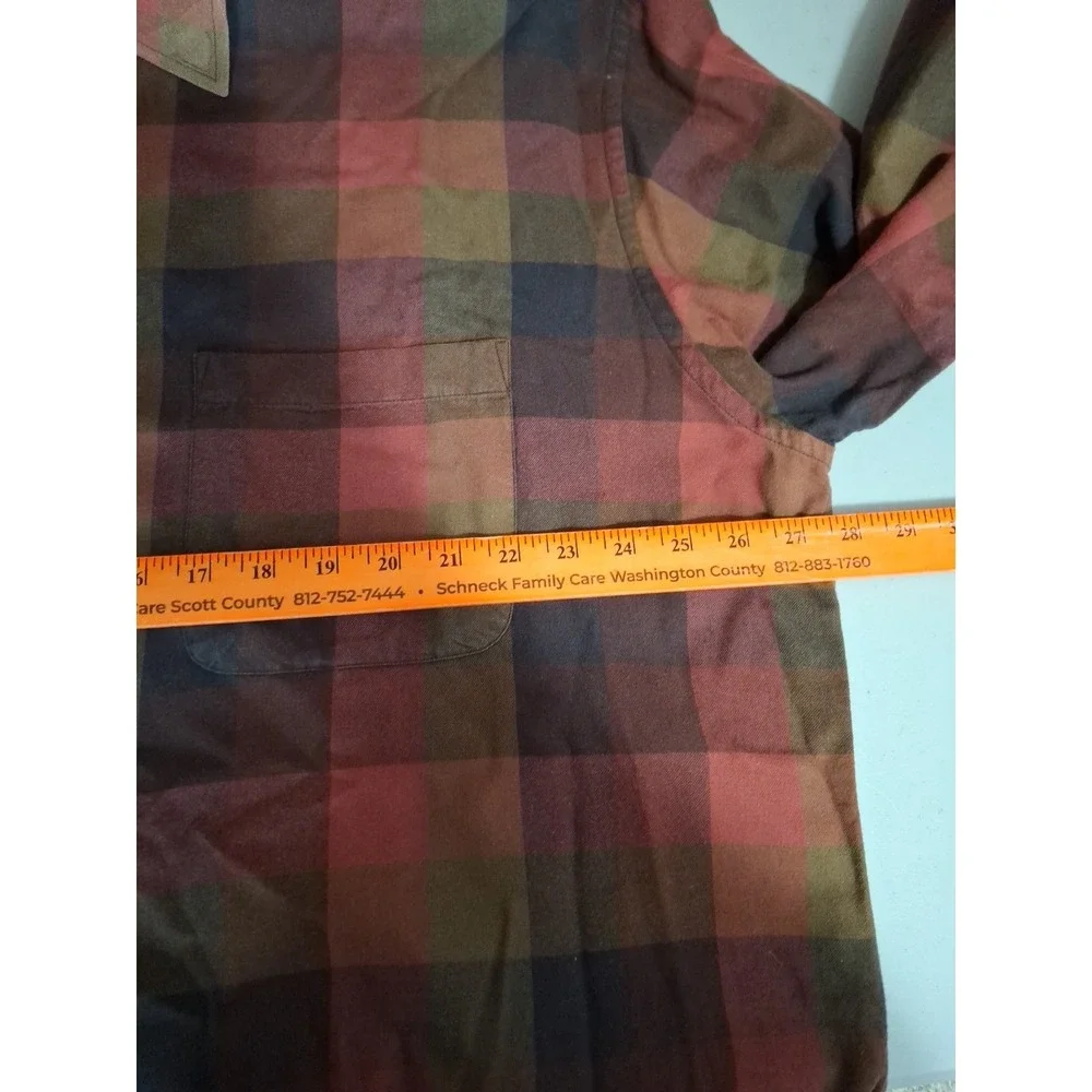 Orvis Mens XXL Tall Brown Plaid‎ Button Up Shirt Long Sleeve Wool Blend
